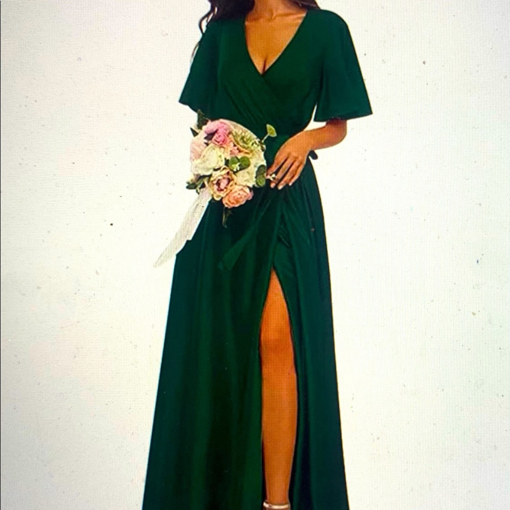 Stunning Emerald Satin Evening Gown - Brand New!